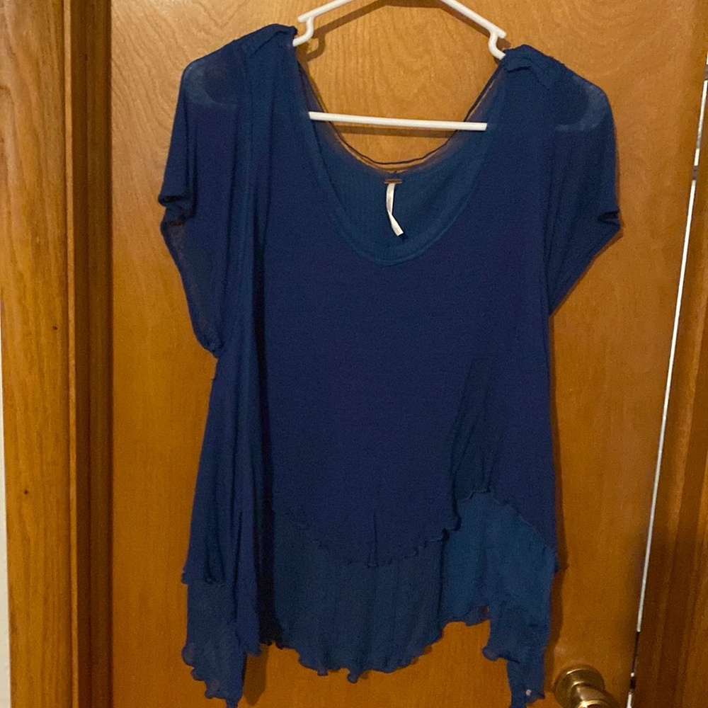 Free People. Navy blouse. Flowy Layers.